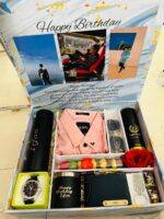 Luxury Personalized White Box Hamper with Water Bottle, Shirt & Watch